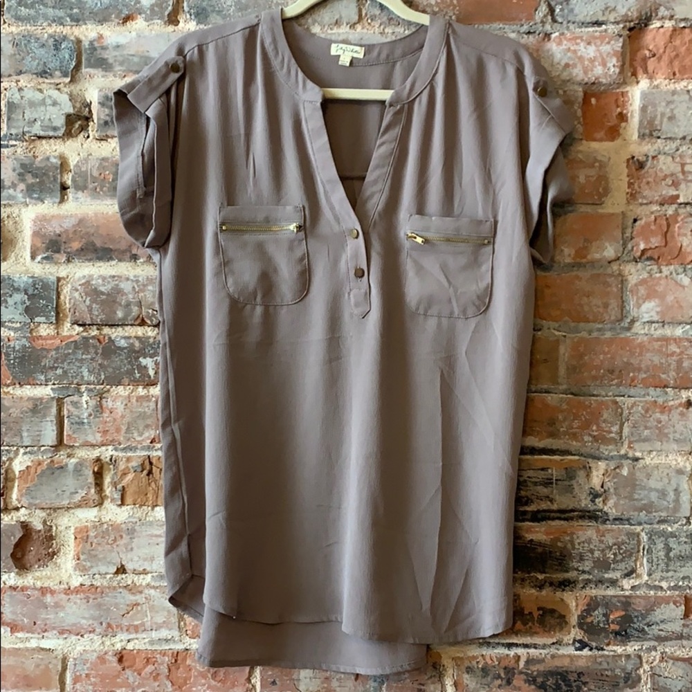 Light Brown Short-Sleeved Blouse